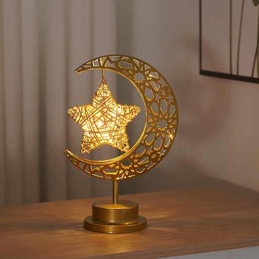 Moon-Star Table Lamp Golden Muslim Decoration
