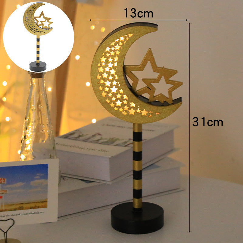 Wooden Table Lamp for Ramadan and Eid with Light