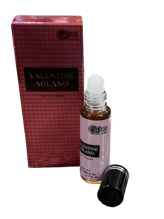Valentine Milano for women roll on pure parfum Alcohol-Free Oil Perfume 12ml.