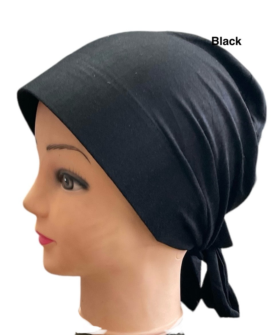 Turban Padded Under Scarf Cap with Tie in the Back / Bonnet cover , 100% Cotton, Hard Front Style made in Kuwait