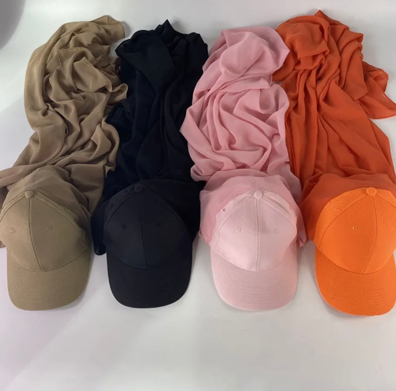 Chiffon Shawl Baseball Cap Solid Color Head Wraps Turban Sun Hats Casual Headscarf Golf Visor Hat For Women