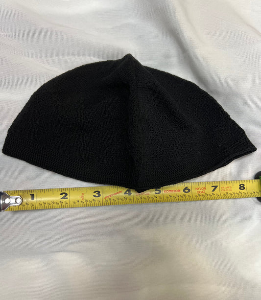 Black Kufi Muslim Men's Hat for Prayer or Namaz