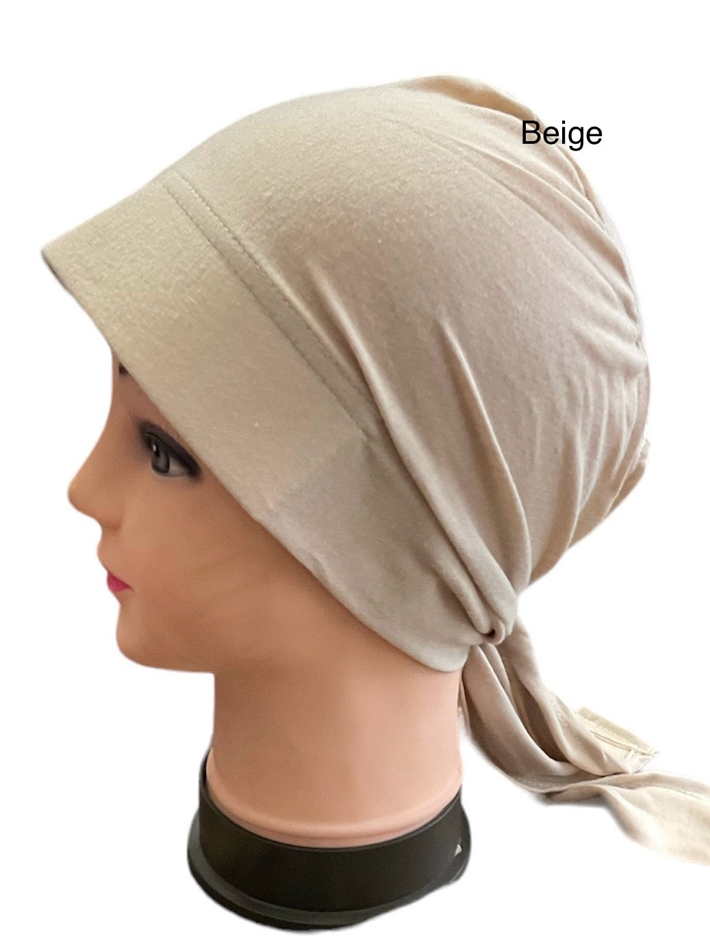 Turban Padded Under Scarf Cap with Tie in the Back / Bonnet cover , 100% Cotton, Hard Front Style made in Kuwait