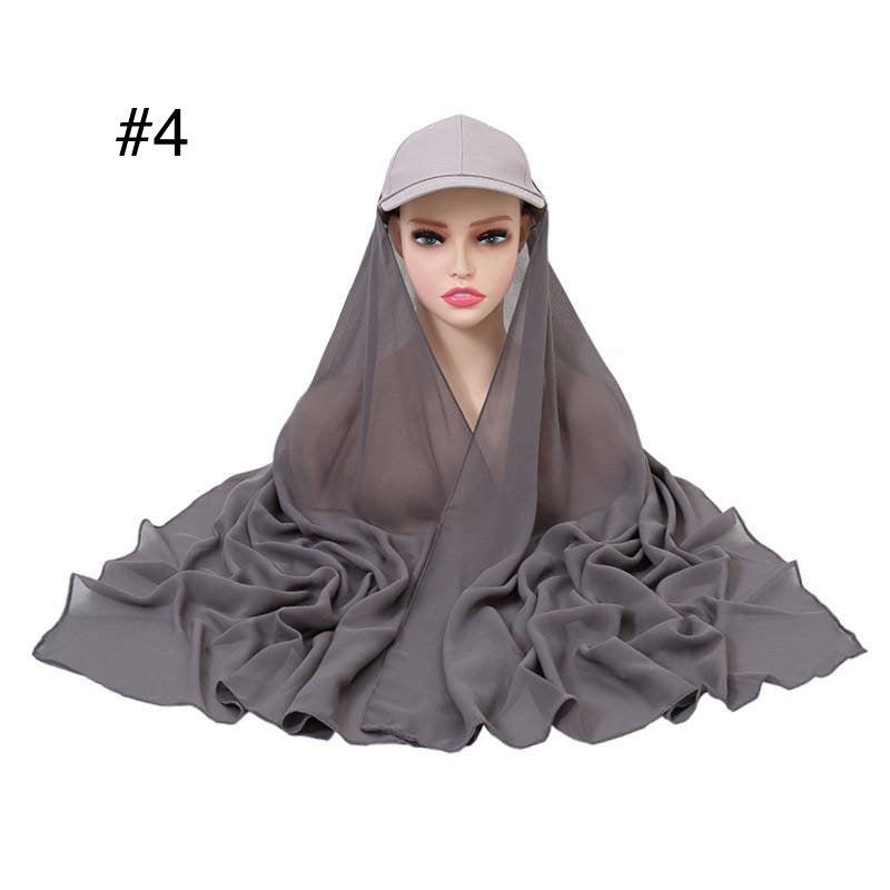 Chiffon Shawl Baseball Cap Solid Color Head Wraps Turban Sun Hats Casual Headscarf Golf Visor Hat For Women