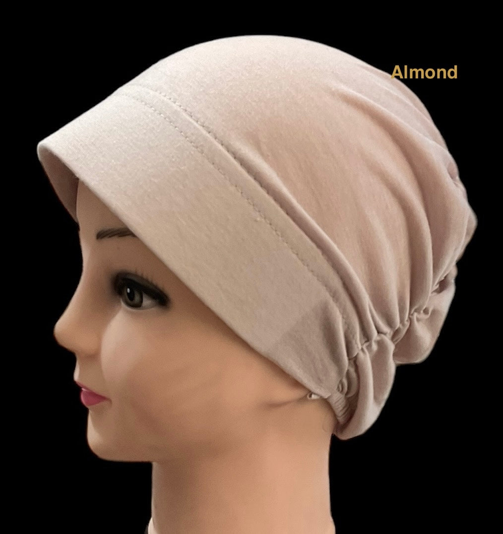 Turban Padded Under Scarf Cap / Full Bonnet cover , 100% Cotton, Hard Front Style made in Kuwait