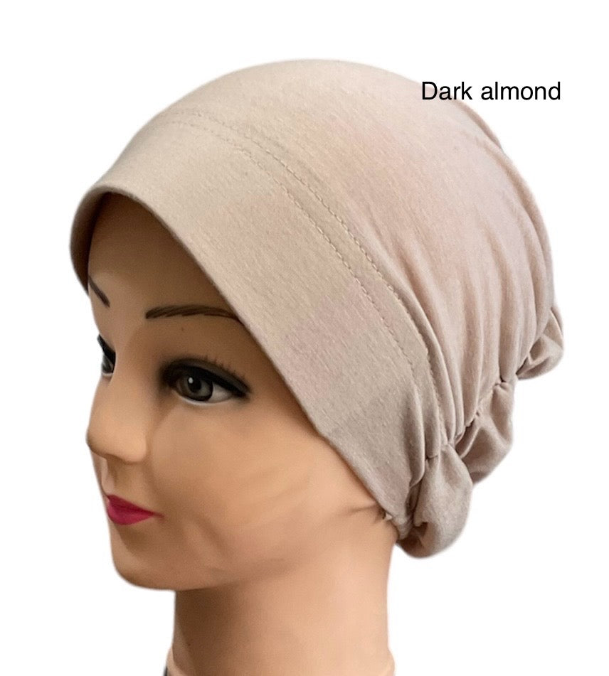 Turban Padded Under Scarf Cap / Full Bonnet cover , 100% Cotton, Hard Front Style made in Kuwait