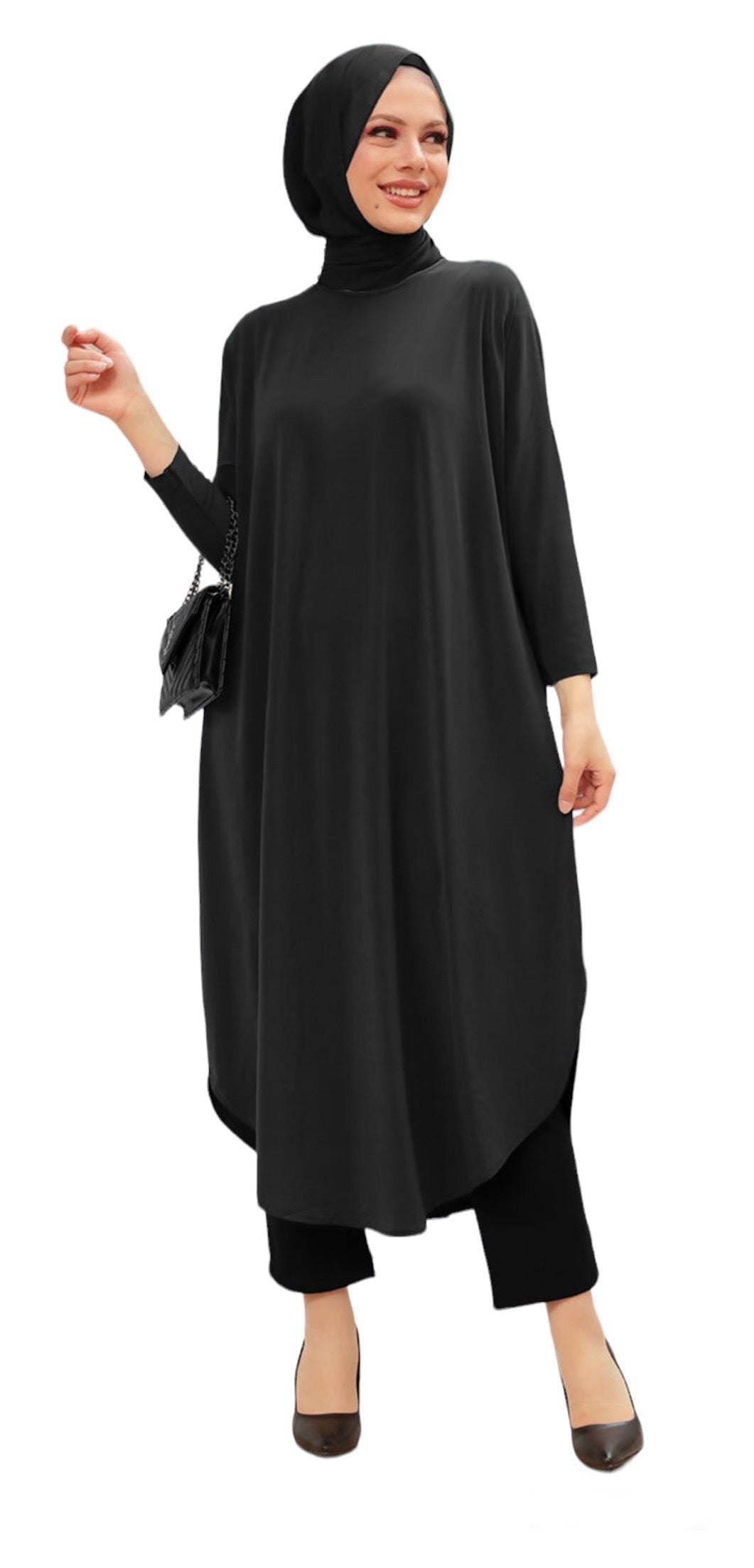 Turkish Stretchy Sporty short Abaya (Tunic) free size