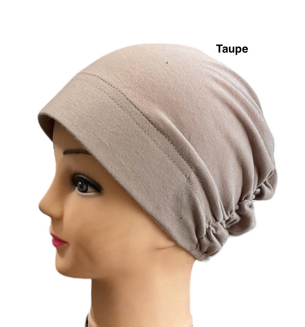 Turban Padded Under Scarf Cap / Full Bonnet cover , 100% Cotton, Hard Front Style made in Kuwait