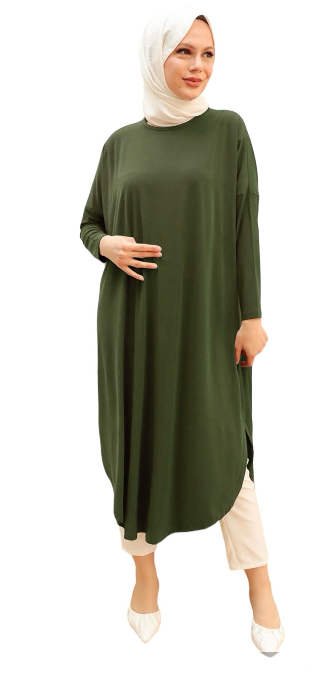 Turkish Stretchy Sporty short Abaya (Tunic) free size