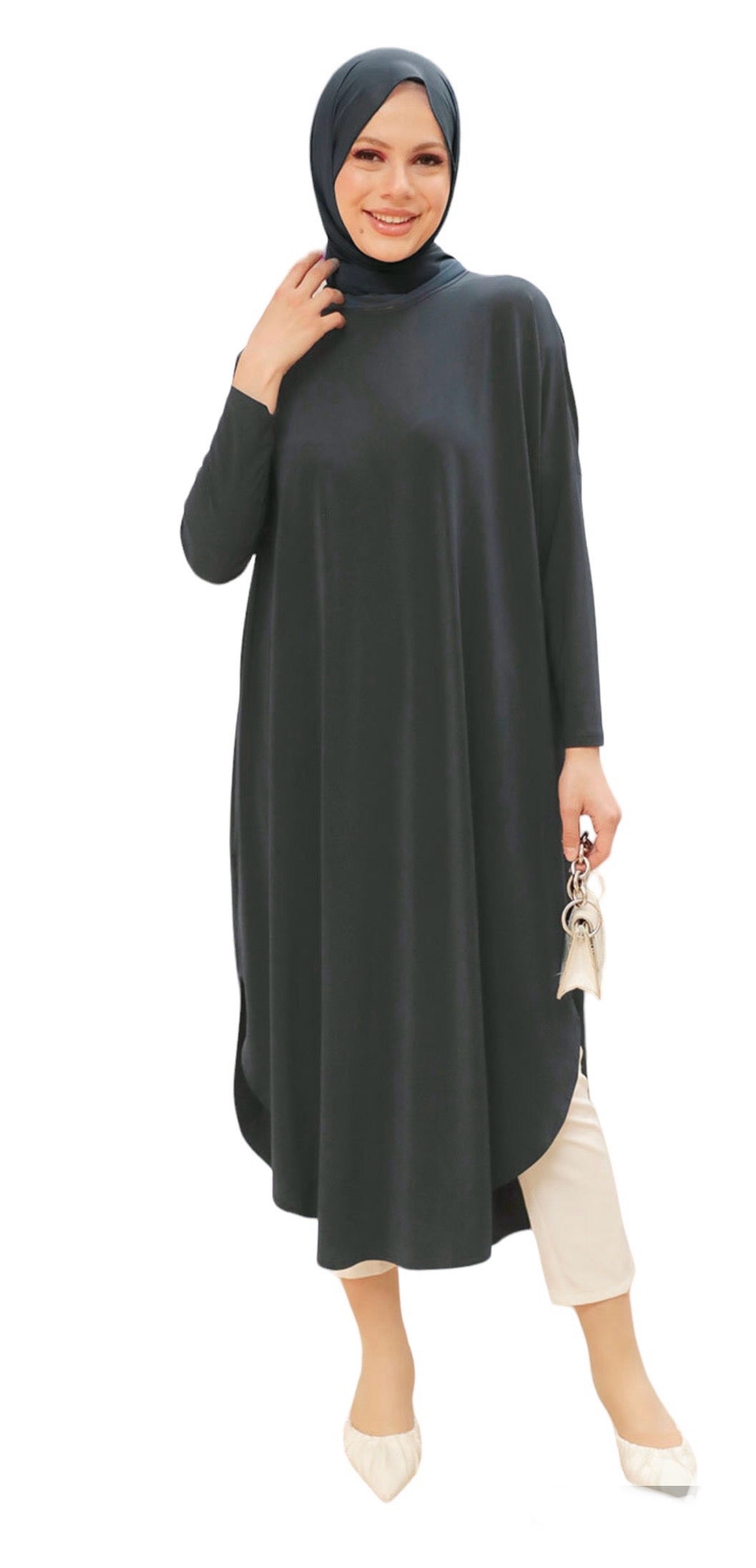 Turkish Stretchy Sporty short Abaya (Tunic) free size