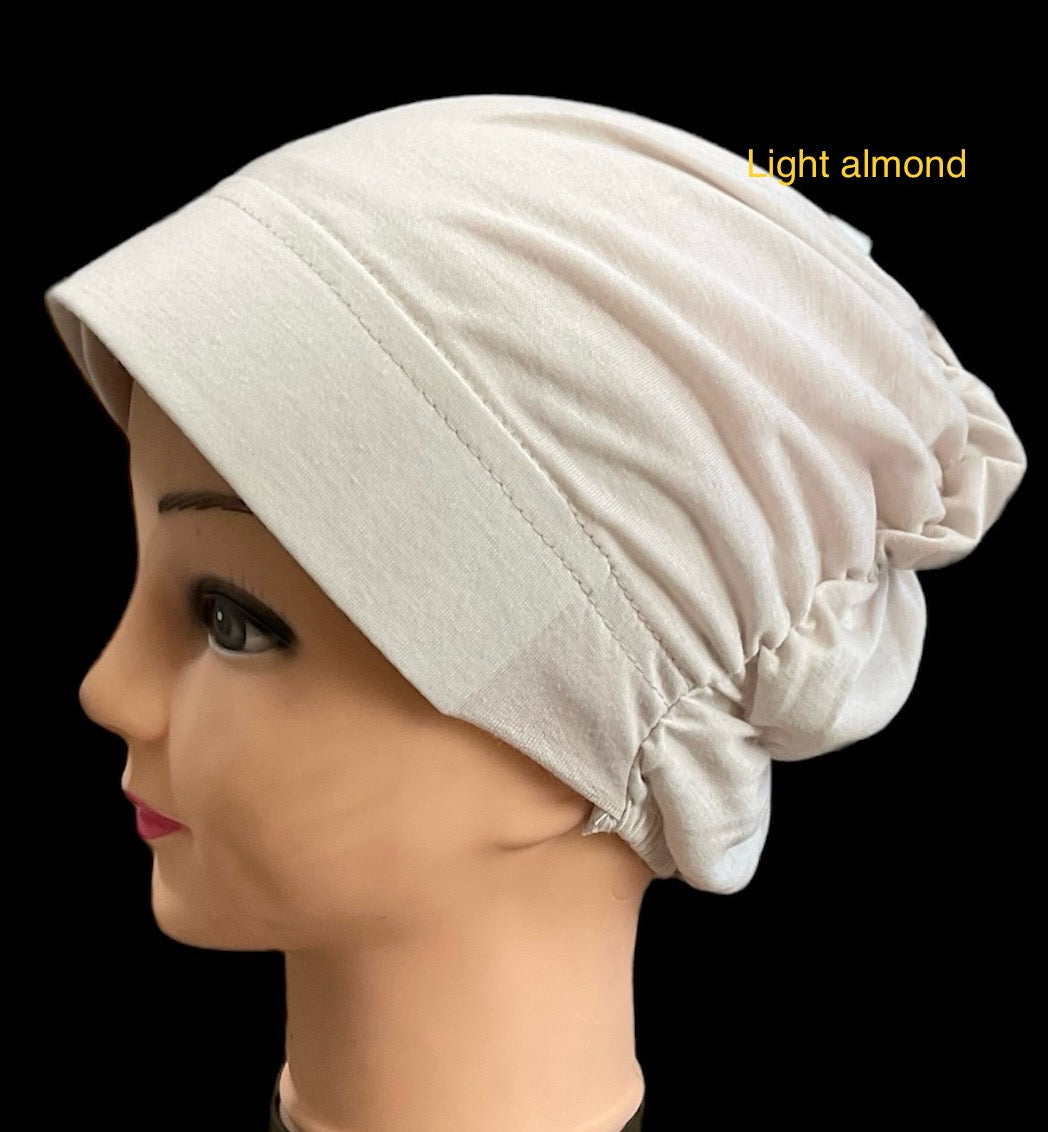 Turban Padded Under Scarf Cap / Full Bonnet cover , 100% Cotton, Hard Front Style made in Kuwait