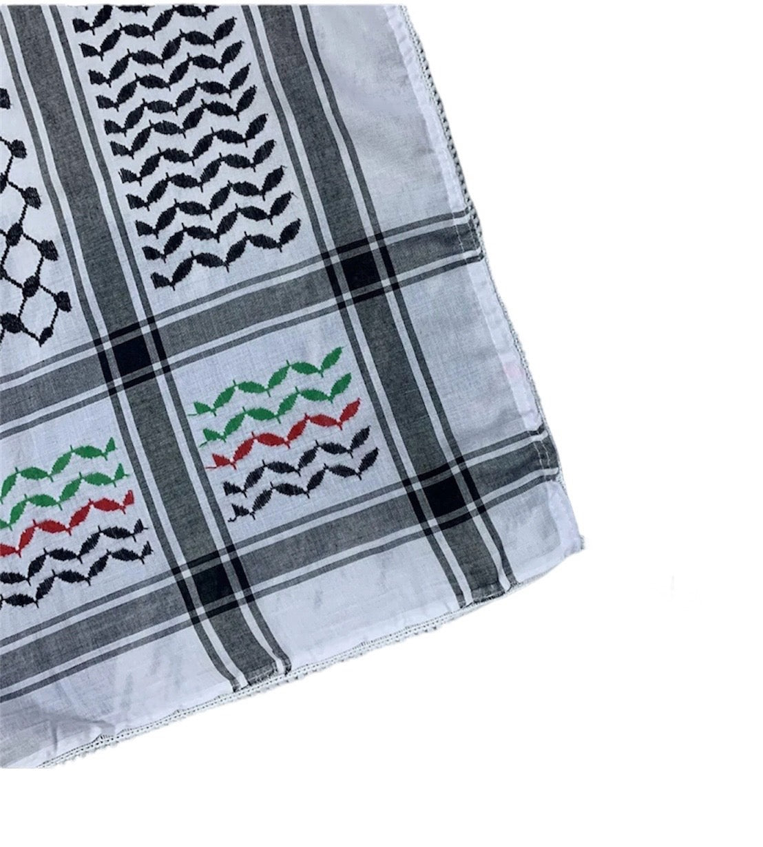 Black, Green, Red and White keffiyeh or Shemagh