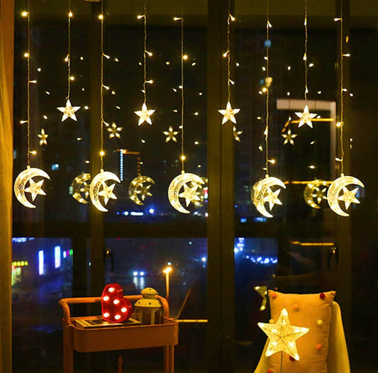 LED Ramadan Décor Moon String Lights for Crescent Party, Wedding,Ramadan, Eid, Suitable for Rooms, Dorm, Living Rooms Middle Eastern Boutique