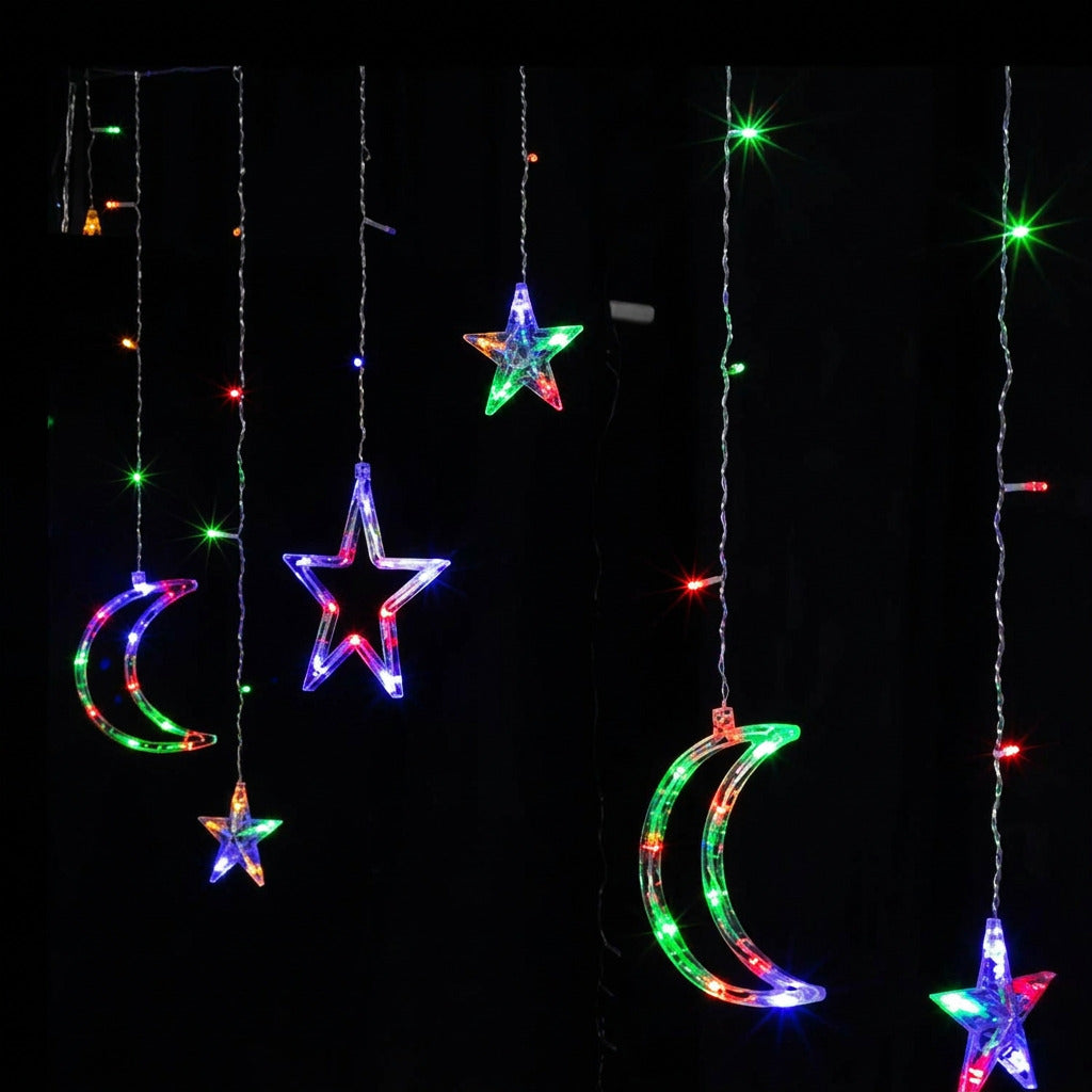 LED Ramadan Décor Moon String Lights for Crescent Party, Wedding,Ramadan, Eid, Suitable for Rooms, Dorm, Living Rooms Middle Eastern Boutique