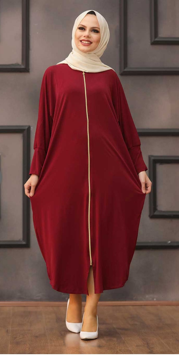 Turkish Stretchy Sporty Abaya with Open Front / Zipper Middle Eastern Boutique