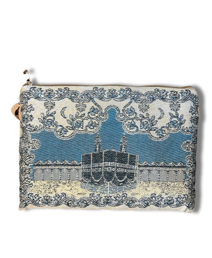 Muslim Prayer Mat or Prayer Rug in a Travel Carry Bag with Mecca Al Kaaba Style. Middle Eastern Boutique