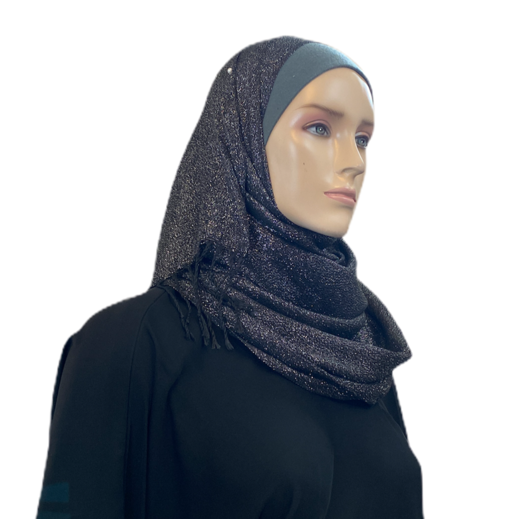 Party Hijabs with Silver Accent and Tassels Middle Eastern Boutique