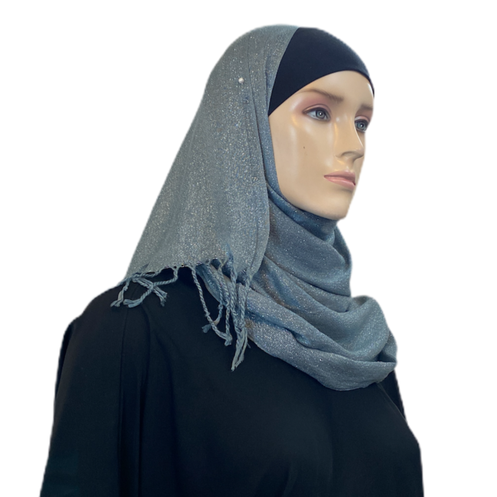 Party Hijabs with Silver Accent and Tassels Middle Eastern Boutique