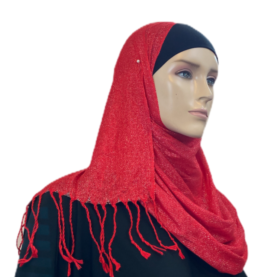 Party Hijabs with Silver Accent and Tassels Middle Eastern Boutique