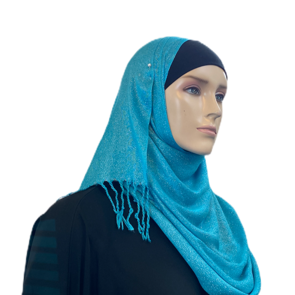 Party Hijabs with Silver Accent and Tassels Middle Eastern Boutique