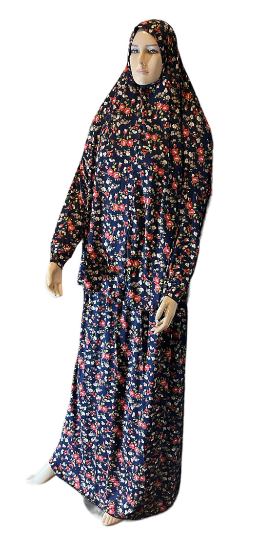 Muslim Women Two-Piece Prayer Outfit - Flower Patterns
