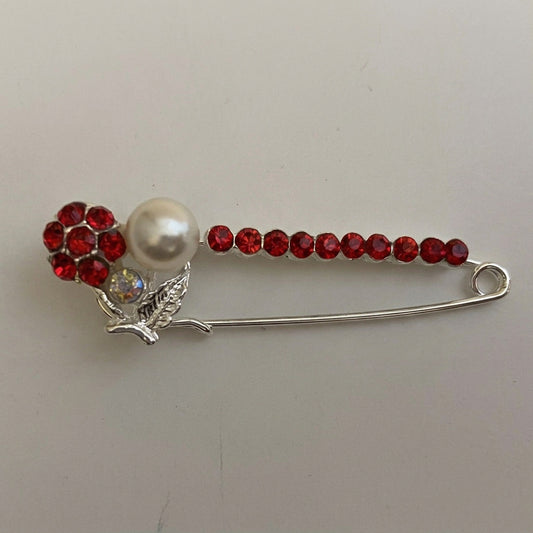 Pearl Flower Sparkle Pin Back Safety Pins Middle Eastern Boutique