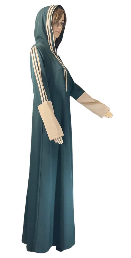 Modern sport abaya with a hooded modern sport jilbab with a hood. Middle Eastern Boutique