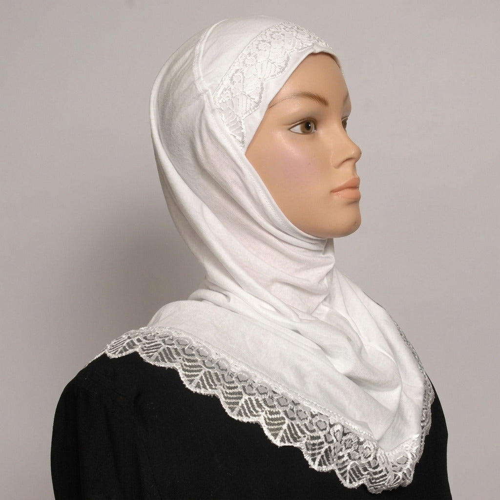 Children's 1-Piece Cotton Hijab with Lace Middle Eastern Boutique