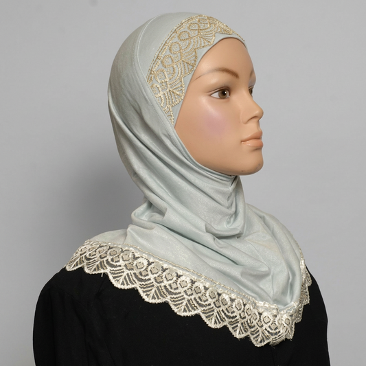 Children's 1-Piece Cotton Hijab with Lace Middle Eastern Boutique