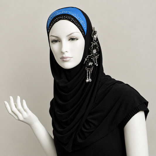 قطعة واحدة من حجاب أميرة بالورد وحجر الراين Middle Eastern Boutique