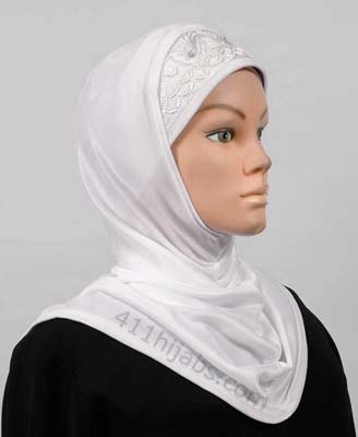 Two Piece Polyester Hijab with Beads Middle Eastern Boutique