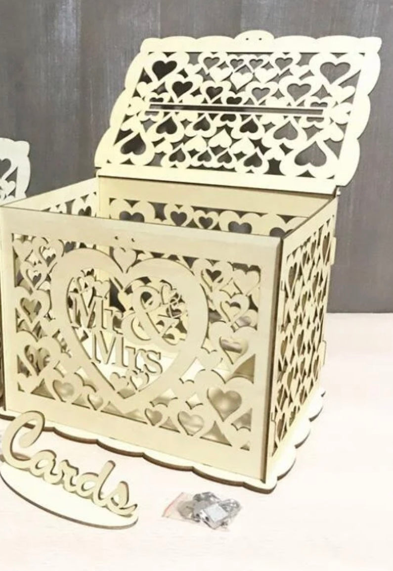 Wooden Mr and Mrs Wedding Gift Card Box