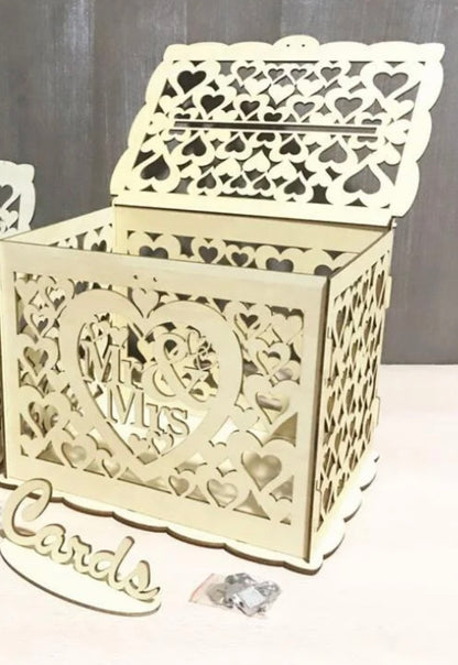 Wooden Mr and Mrs Wedding Gift Card Box