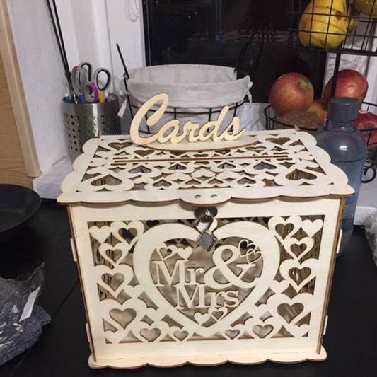 Wooden Mr and Mrs Wedding Gift Card Box