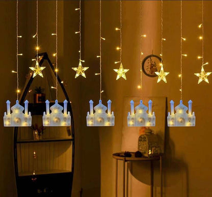 LED Ramadan Décor Moon String Lights for Crescent Party, Wedding, Ramadan, Eid, Suitable for Rooms, Dorm, Living Rooms