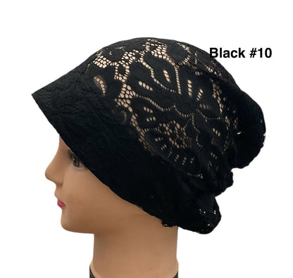 Lace Turban Padded Under Scarf Cap / Full Bonnet cover , Hard Front Style made in Kuwait