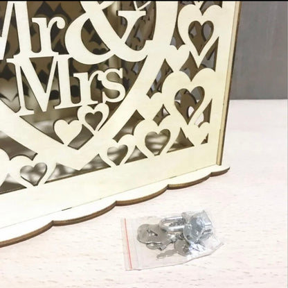 Wooden Mr and Mrs Wedding Gift Card Box