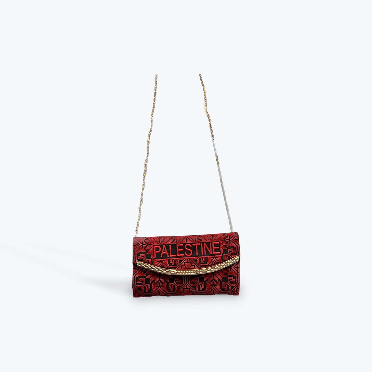 Palestinian Tatreez Clutch with Chain Strap cross stitch embroidery bag or purse