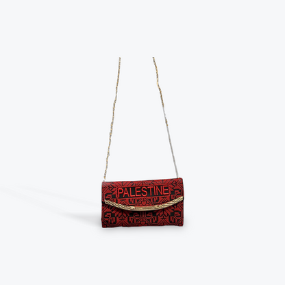 Palestinian Tatreez Clutch with Chain Strap cross stitch embroidery bag or purse