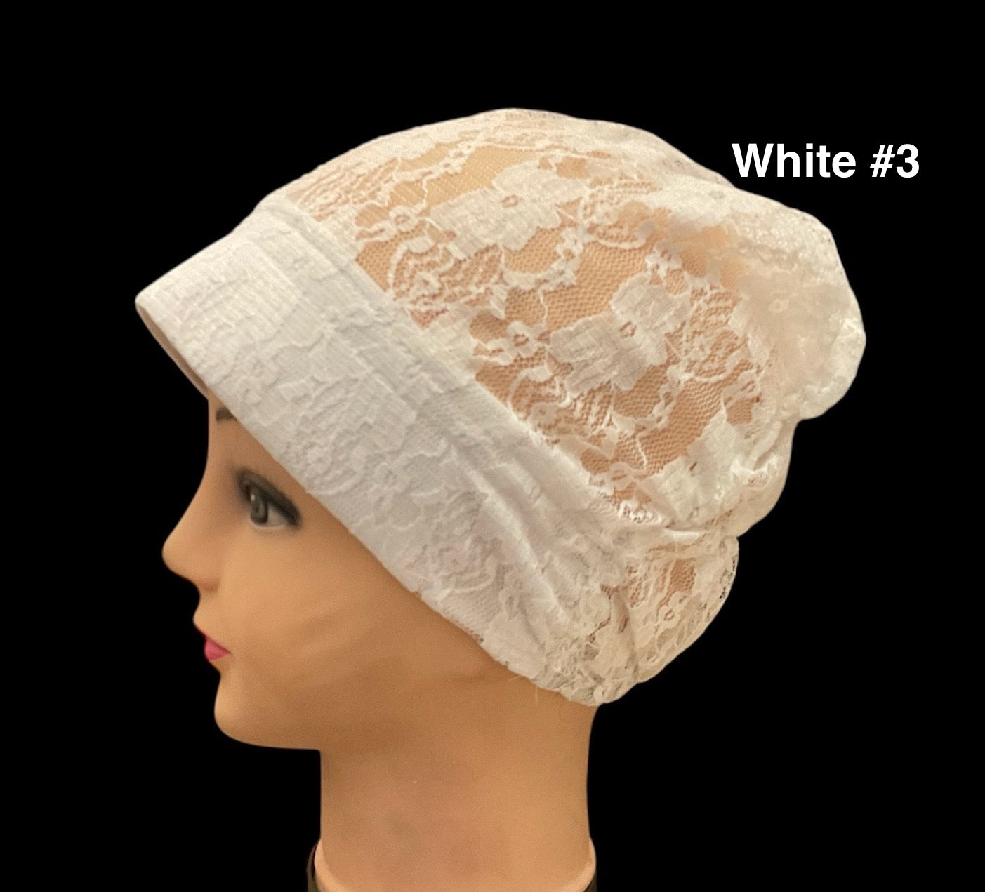 Lace Turban Padded Under Scarf Cap / Full Bonnet cover , Hard Front Style made in Kuwait