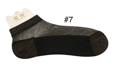 Cotton / Nylon Short Shiny Socks - Shiny Heels and Toes