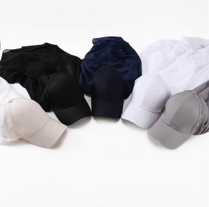 Chiffon Shawl Baseball Cap Solid Color Head Wraps Turban Sun Hats Casual Headscarf Golf Visor Hat For Women