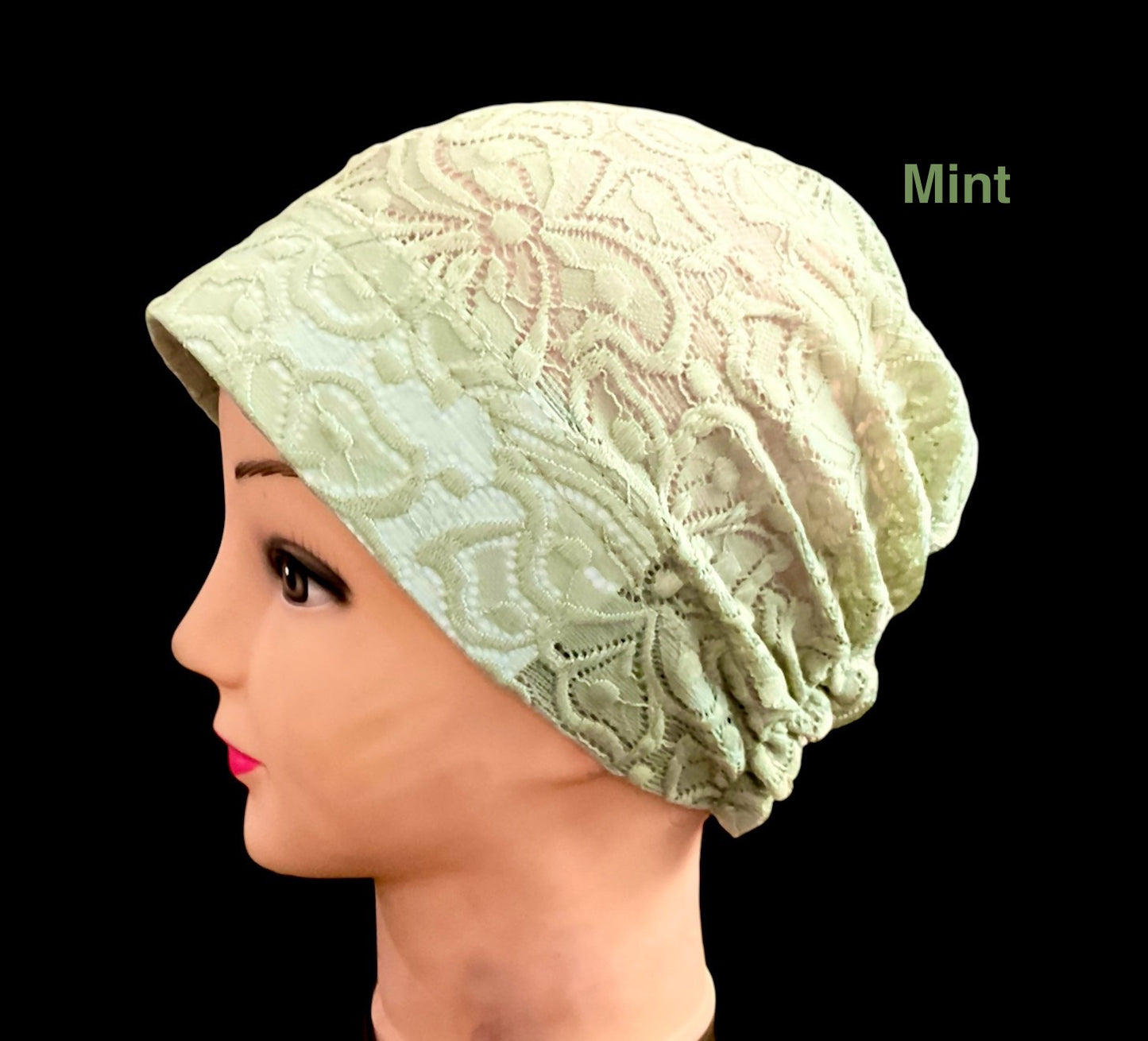 Lace Turban Padded Under Scarf Cap / Full Bonnet cover , Hard Front Style made in Kuwait