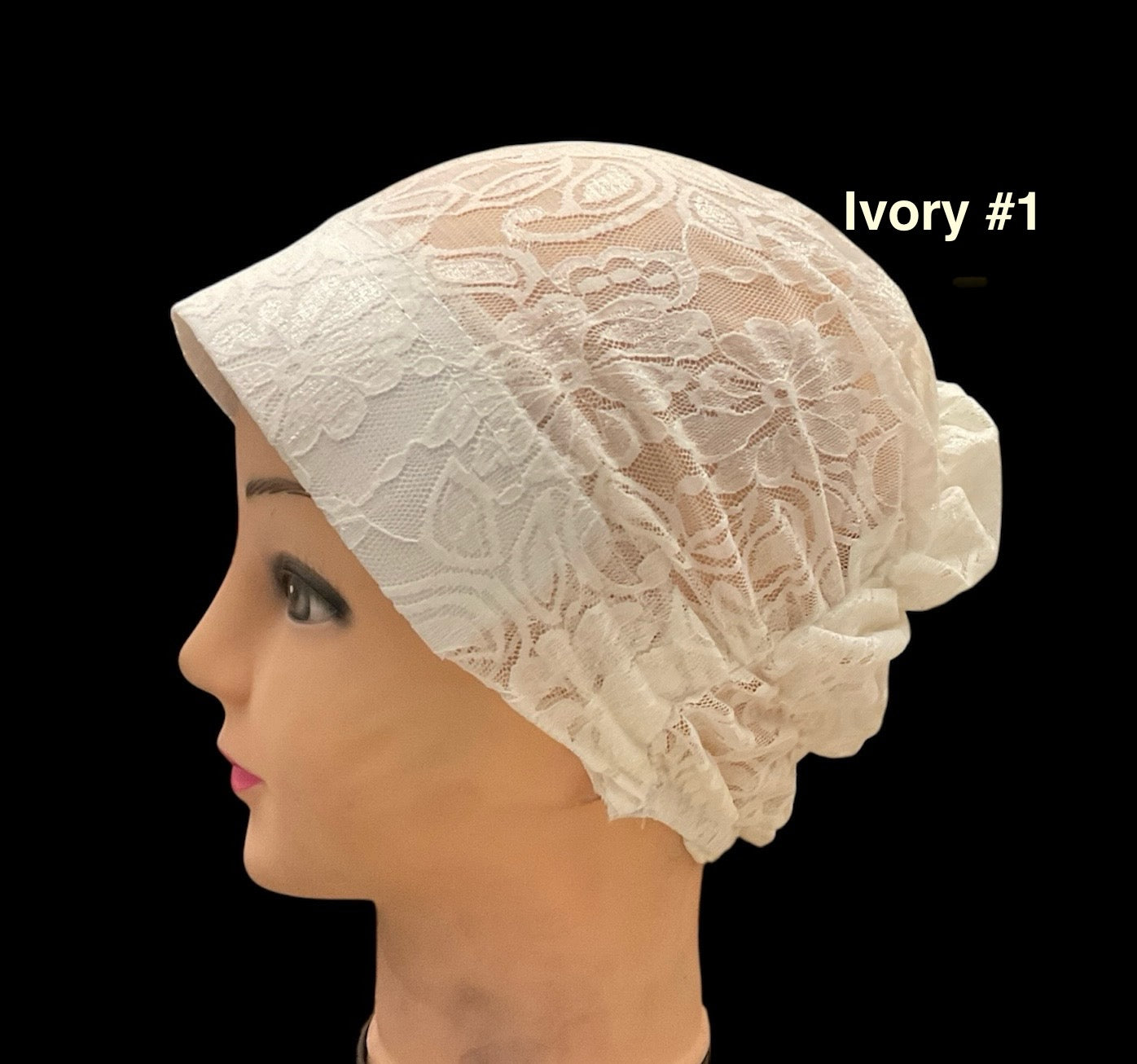 Lace Turban Padded Under Scarf Cap / Full Bonnet cover , Hard Front Style made in Kuwait