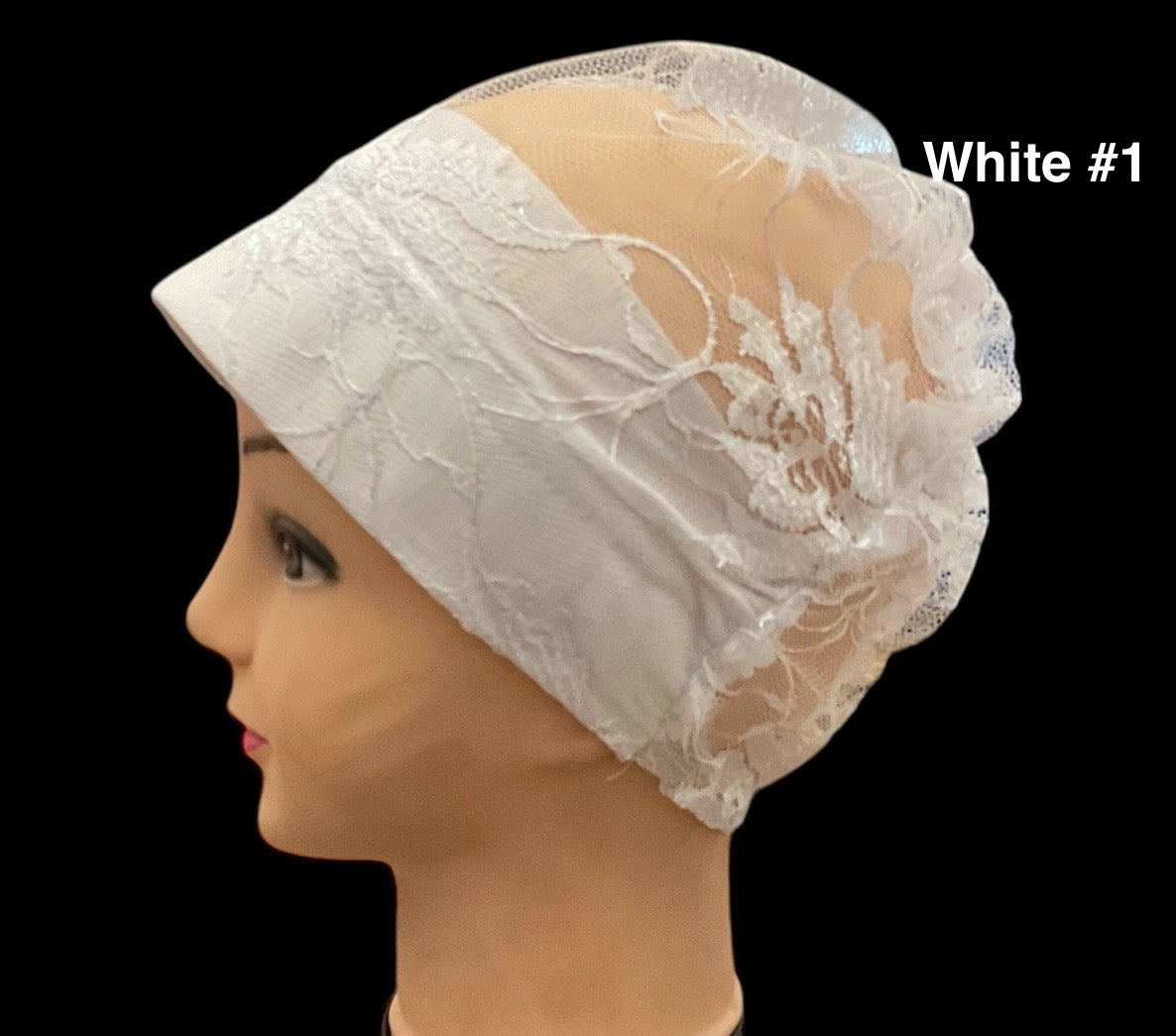Lace Turban Padded Under Scarf Cap / Full Bonnet cover , Hard Front Style made in Kuwait