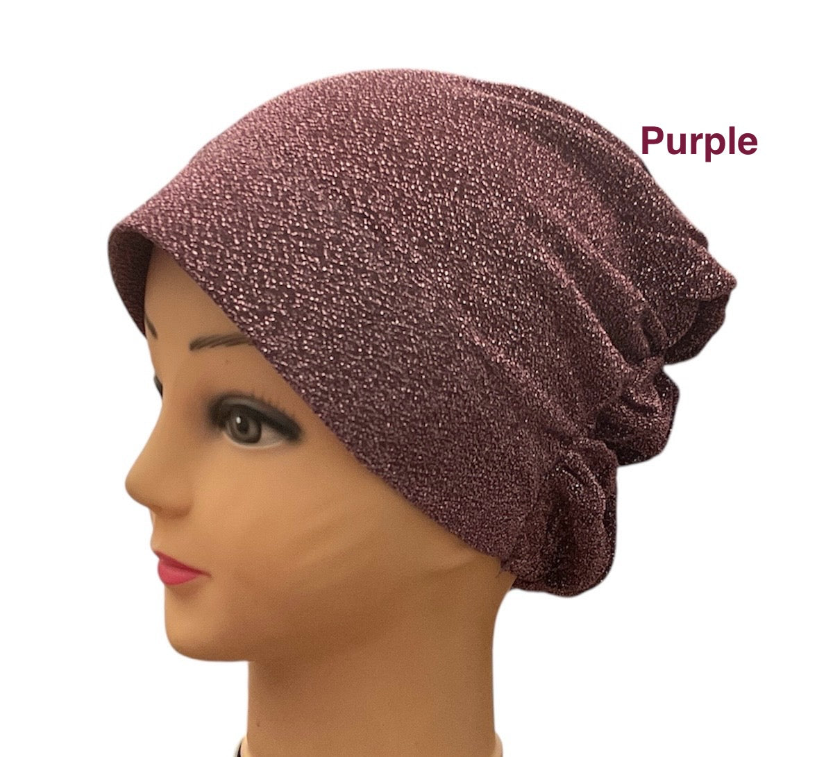 Shiny sparkle Turban Padded Under Scarf Cap / Full Bonnet cover , Hard Front Style made in Kuwait