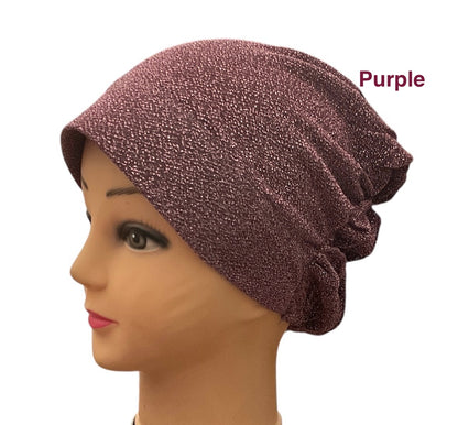 Shiny sparkle Turban Padded Under Scarf Cap / Full Bonnet cover , Hard Front Style made in Kuwait
