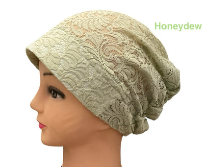 Lace Turban Padded Under Scarf Cap / Full Bonnet cover , Hard Front Style made in Kuwait