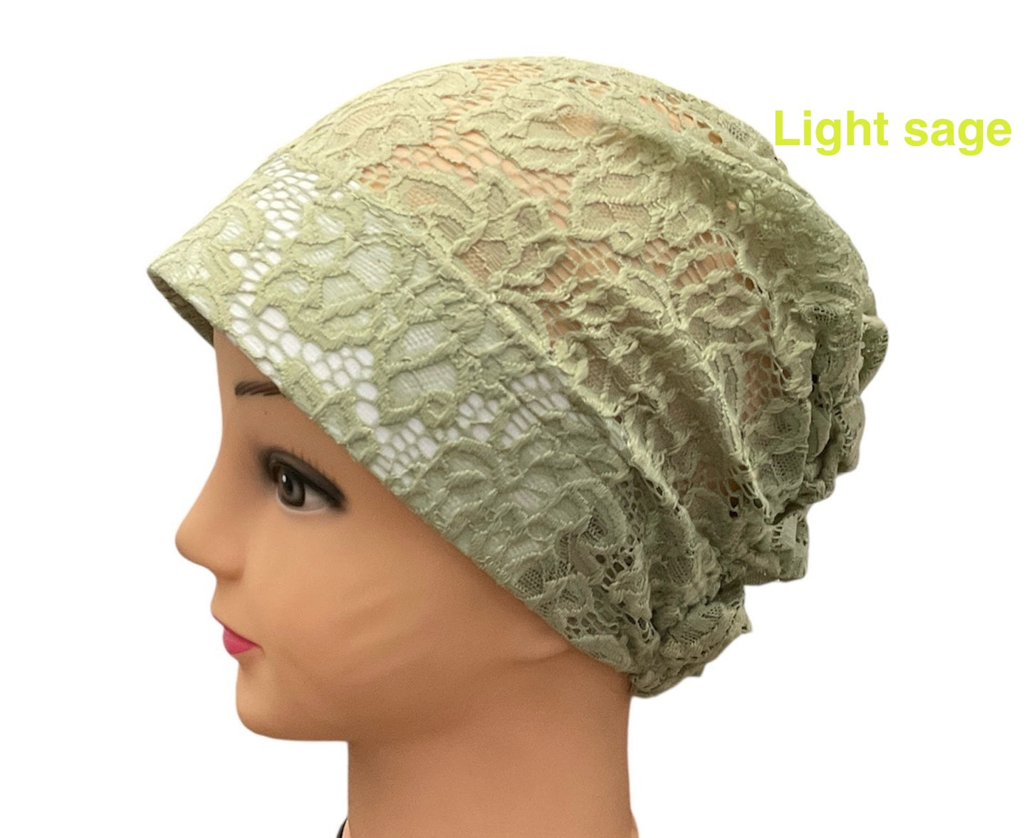 Lace Turban Padded Under Scarf Cap / Full Bonnet cover , Hard Front Style made in Kuwait