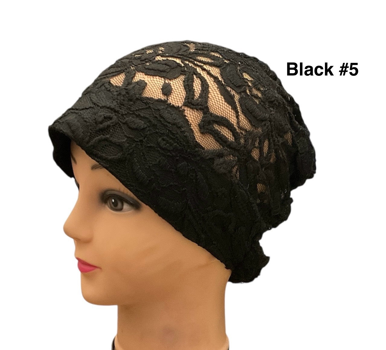 Lace Turban Padded Under Scarf Cap / Full Bonnet cover , Hard Front Style made in Kuwait
